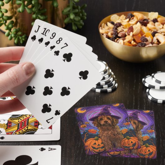 Spooky Goldendoodle Hond Halloween Heksenpompoen Pokerkaarten (Insitu)