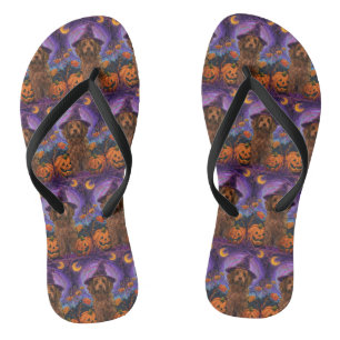 Spooky Goldendoodle Hond Halloween Heksenpompoen Teenslippers