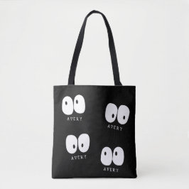 Spooky Googly Eye Modern Monogram Custom Halloween Tote Bag