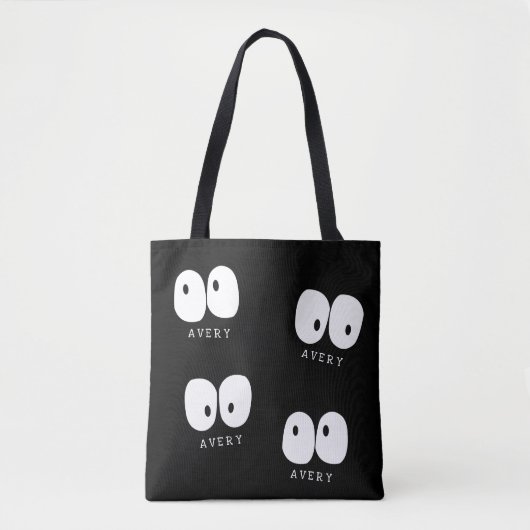 Spooky Googly Eye Modern Monogram Custom Halloween Tote Bag (Voorkant)