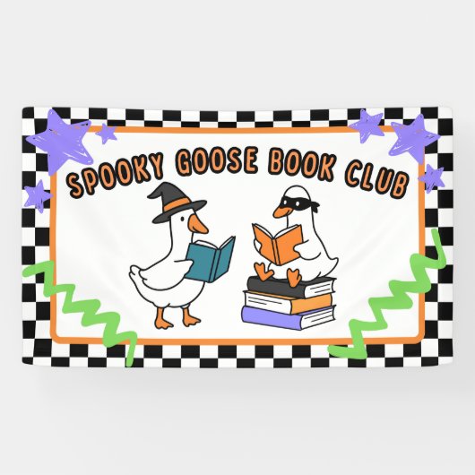 Spooky Goose Book Club School Library Classroom Spandoek (Horizontaal)