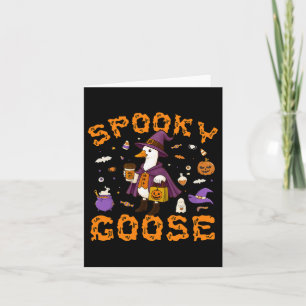 Spooky Goose Funny Coffee Halloween Witch Women Gi Kaart