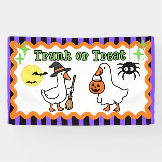 Spooky Goose Halloween Trunk or Treat-spandoek Spandoek (Horizontaal)
