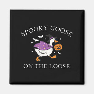 Spooky Goose in de Losse Funny Witch Pumpkin Hall Magneet