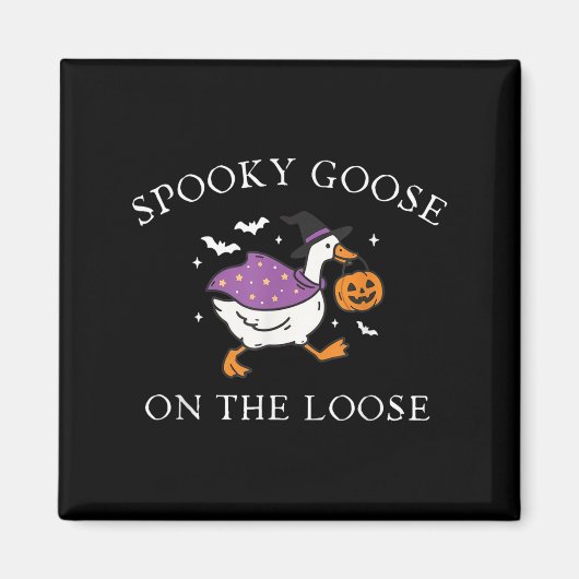 Spooky Goose in de Losse Funny Witch Pumpkin Hall Magneet (Voorkant)