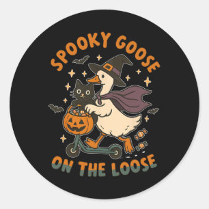 Spooky Goose op de Losse Heks Gekke Goose Animal Ronde Sticker