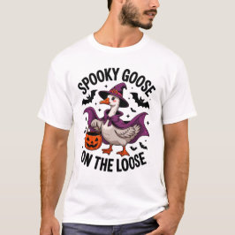 Spooky Goose op de Losse Heks Pet en Pompoen T-shirt