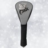 Spooky Gothic Big Bee Skull op Wings Grey Golfheadcover