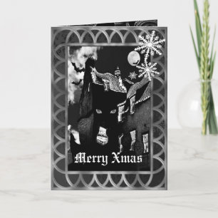 Spooky gothic black Christmas Holiday Kaart