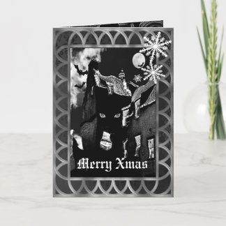 Spooky gothic black Christmas Holiday Kaart