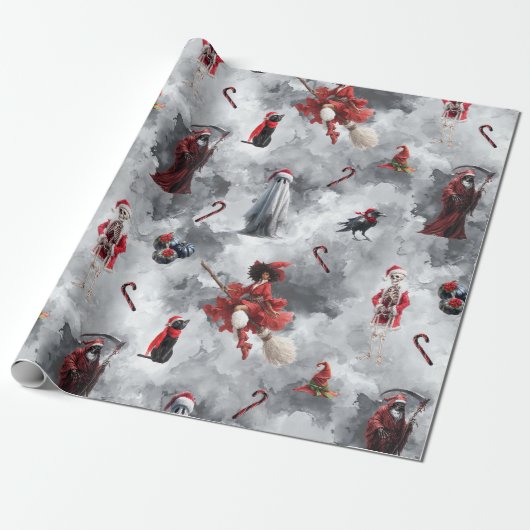 Spooky Gothic Christmas Cadeaupapier (Uitgerold)