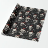 Spooky Gothic Christmas Skulls Cadeaupapier (Uitgerold)