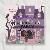 Spooky Gothic Girl Paarse afro-puff Verjaardag Bedankjes Labels (Achterkant)