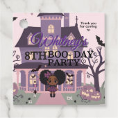Spooky Gothic Girl Paarse afro-puff Verjaardag Bedankjes Labels (Voorkant)