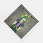 Spooky Gothic Girl Spiderweb Tattoo Black Dress Servet (Hoek)