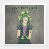 Spooky Gothic Girl Spiderweb Tattoo Black Dress Servet (Voorkant)