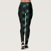 Spooky Gothic Green Black Spiders Halloween Patter Leggings (Achterkant)