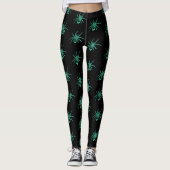 Spooky Gothic Green Black Spiders Halloween Patter Leggings (Voorkant)