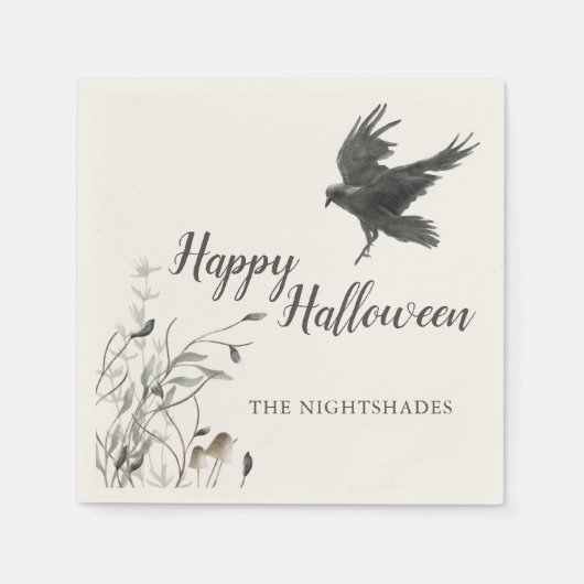 Spooky Gothic Halloween | Black Raven Servet (Voorkant)