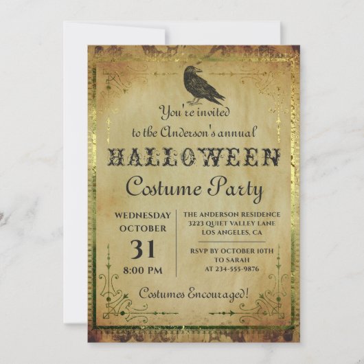 Spooky  Gothic Halloween Costume Party Kaart (Voorkant)