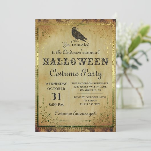 Spooky  Gothic Halloween Costume Party Kaart (Staand voorkant)