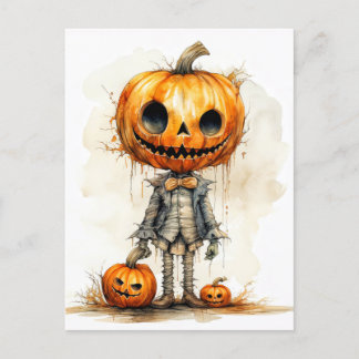 Spooky Gothic Halloween pompoen vriend Briefkaart