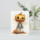 Spooky Gothic Halloween pompoen vriend Briefkaart (Staand voorkant)