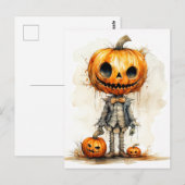 Spooky Gothic Halloween pompoen vriend Briefkaart (Voorkant / Achterkant)