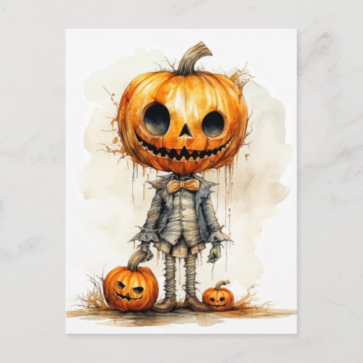 Spooky Gothic Halloween pompoen vriend Briefkaart (Voorkant)