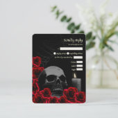 Spooky Gothic Halloween Wedding RSVP met Rode Roos (Staand voorkant)
