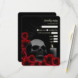 Spooky Gothic Halloween Wedding RSVP met Rode Roos