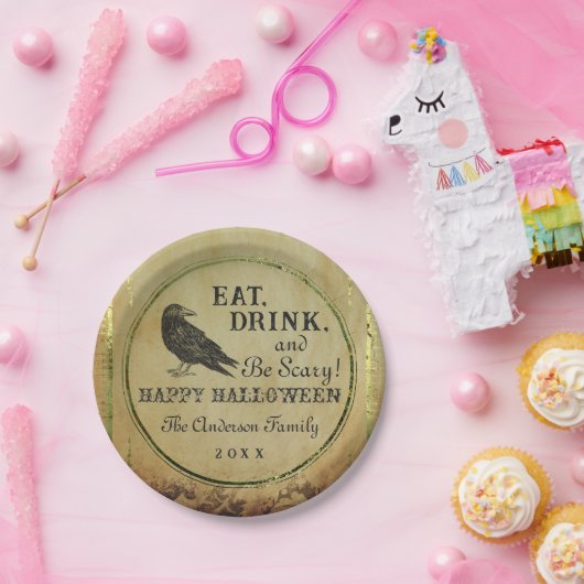 Spooky  Gothic Happy Halloween Papieren Bordje (Feest)
