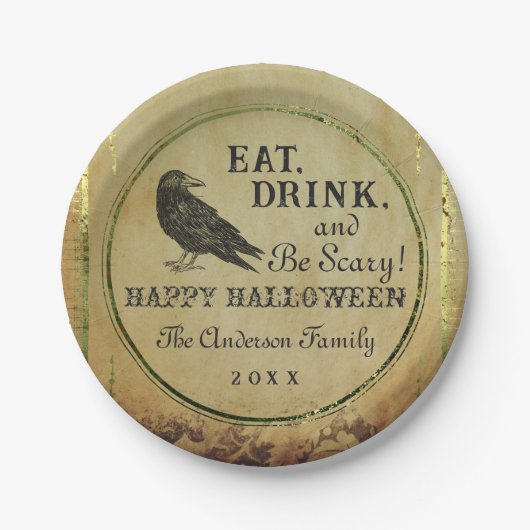 Spooky  Gothic Happy Halloween Papieren Bordje (Voorkant)