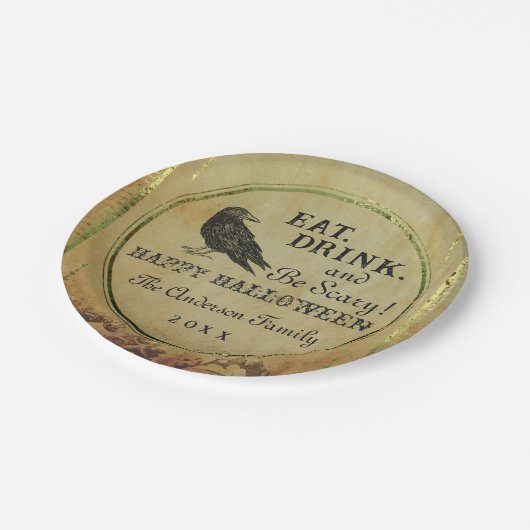 Spooky  Gothic Happy Halloween Papieren Bordje (Gekanteld)