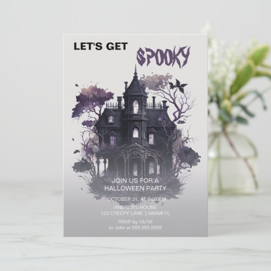 Spooky Gothic Haunted House Halloween Kaart (Staand voorkant)