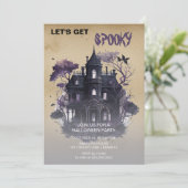 Spooky Gothic Haunted House Halloween Kaart (Staand voorkant)
