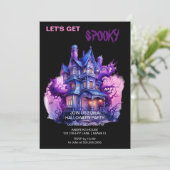 Spooky Gothic Haunted House Halloween Zwart Kaart (Staand voorkant)