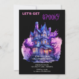 Spooky Gothic Haunted House Halloween Zwart Kaart