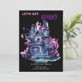 Spooky Gothic Haunted House Halloween Zwart Kaart (Staand voorkant)