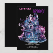 Spooky Gothic Haunted House Halloween Zwart Kaart (Voorkant / Achterkant)