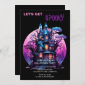 Spooky Gothic Haunted House Halloween Zwart Kaart (Voorkant / Achterkant)
