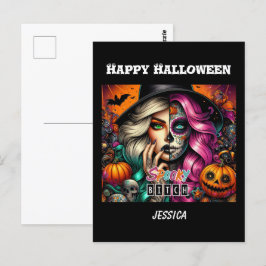 Spooky Gothic Meisje Halloween Briefkaart