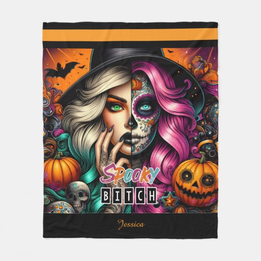 Spooky Gothic Meisje Halloween Fleece Deken (Voorkant)
