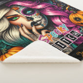 Spooky Gothic Meisje Halloween Sherpa Deken (3/4)