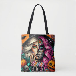 Spooky Gothic Meisje Halloween Tote Bag
