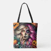 Spooky Gothic Meisje Halloween Tote Bag (Achterkant)