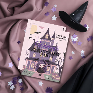 Spooky Gothic meisje Paarse Verjaardag Dank u Briefkaart
