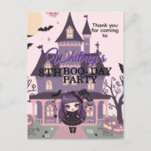 Spooky Gothic meisje Paarse Verjaardag Dank u Briefkaart (Voorkant)