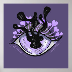 Spooky Gothic Paarse Oog Halloween Art Poster