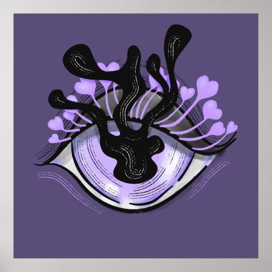 Spooky Gothic Paarse Oog Halloween Art Poster (Voorkant)